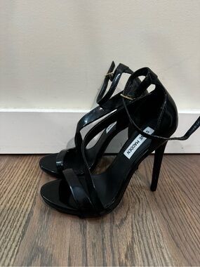 Steve Madden Black Patent Strappy Ankle-Heels